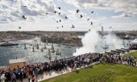 Start of the 30th Rolex Middle Sea Race from the Upper Barrakka Gardens. Photo: Rolex/Kurt Arrigo