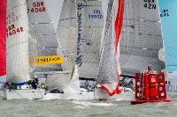 Fleet rounding the mark on Day Two of the RORC Easter Challenge. Photo: Paul Wyeth/RORC