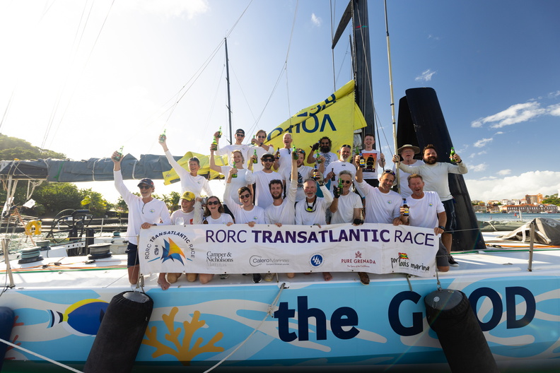 Johannes Schwarz’s Volvo 70 Green Dragon (AUT) with 21 crew was skippered by the youngest in the race; Cathal Mahon from Galway Ireland © Arthur Daniel/RORC