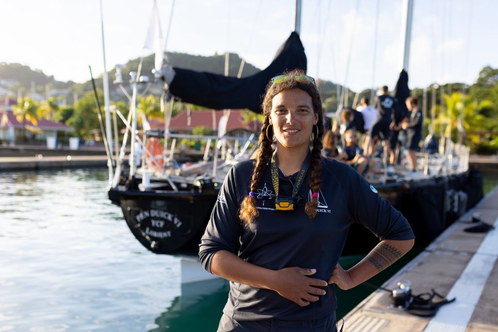 Marie Tabarly after completing the RORC Transatlantic Race in Grenada with her young team on Pen Duick VI (FRA)  © Arthur Daniel/RORC 