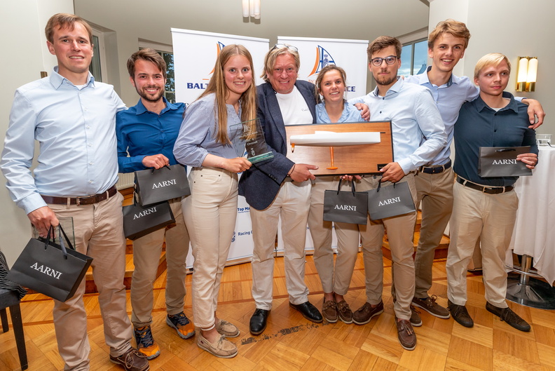 Winners of IRC Zero: Carkeek 47 Störtebeker, skippered by Torben Muehlbach of HVS - the team were also presented with the new Youth Trophy to highlight their achievements and the great involvement that young sailors play in the sport of offshore racing   © Pepe Korteniemi /www.pepekorteniemi.fi