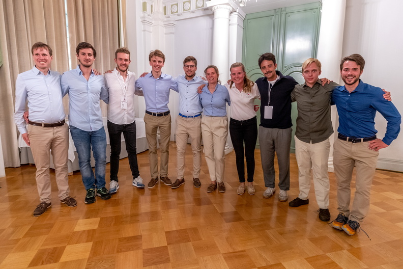 Youth sailors from the German Carkeek 47 Störtebeker, skippered by Torben Muehlbach and owned by the HVS club in Hamburg. Cosima Cramer (4th from right) © Pepe Korteniemi pepe@photex.fi