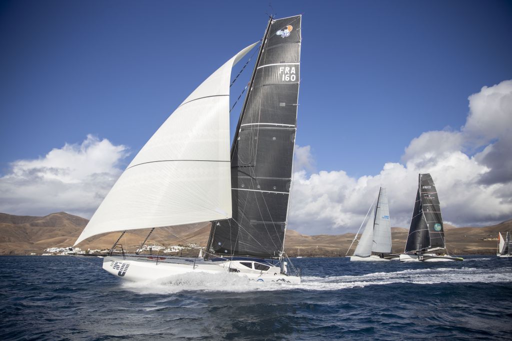 Start of the 2021 RORC Transatlantic Race from Puerto Calero, Lanzarote .The fleet, including Class40 Palanad 3, Black Pearl IRC56 and  Rayon Vert will race 2,735 nm to the Caribbean in the 7th edition of the race © James Mitchell/RORC