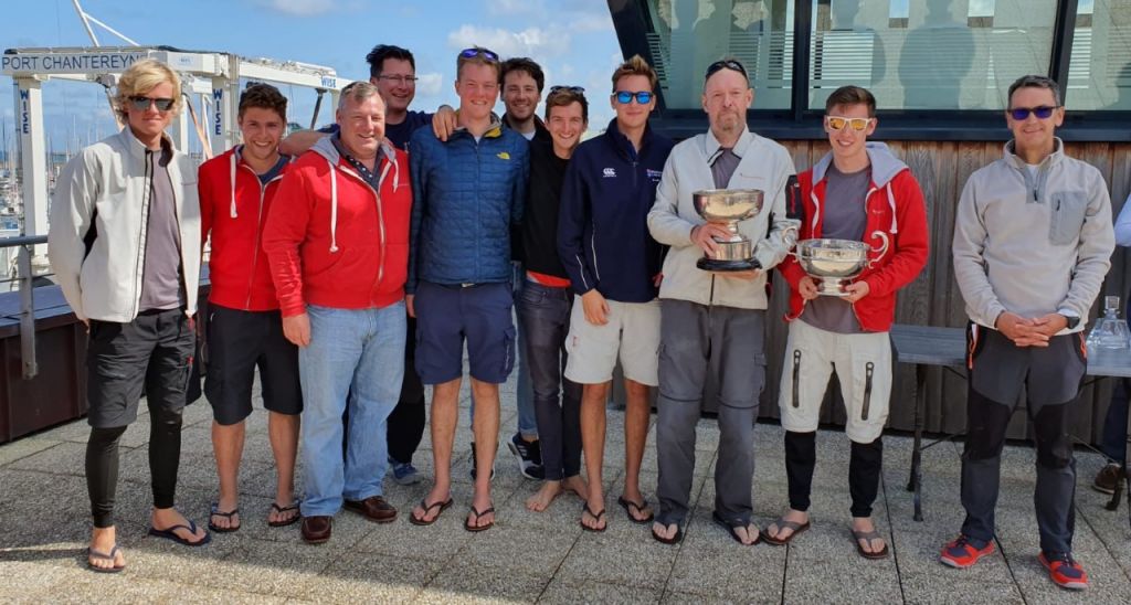 Prize Giving presentation by RORC Vice Commodore Nick Martin. Phosphorus II (L-R) : Oliver Hill, David Paul, Andrew James, Tom Barker, Matt Bird, Alex Curtis, Campbell Manzoni, Josh Dawson, Mark Emerson, Ian Emerson. Photo © Merlene Emerson