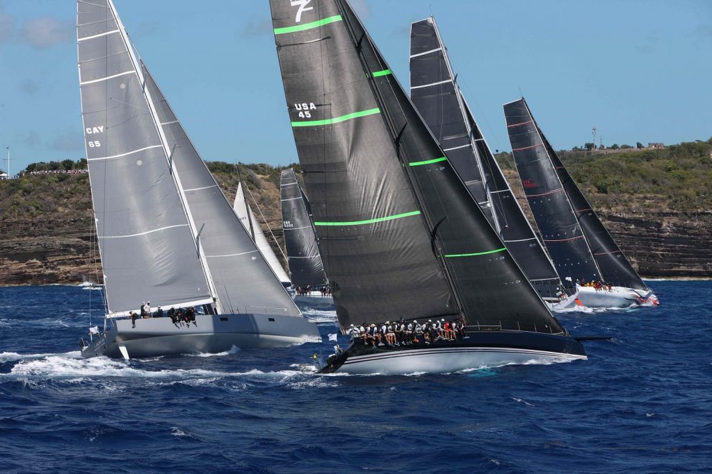 American Volvo 70 Wizard led the impressive IRC Zero fleet after the start of the 2019 race in Antigua and went on to win overall © RORC/Tim Wright/Photoaction.com
