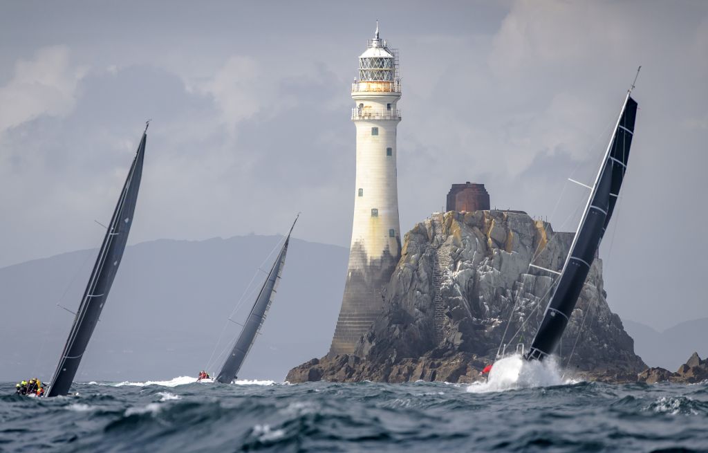 Rounding the Fastnet Rock in the 2019 Rolex Fastnet Race © Rolex/Kurt Arrigo 