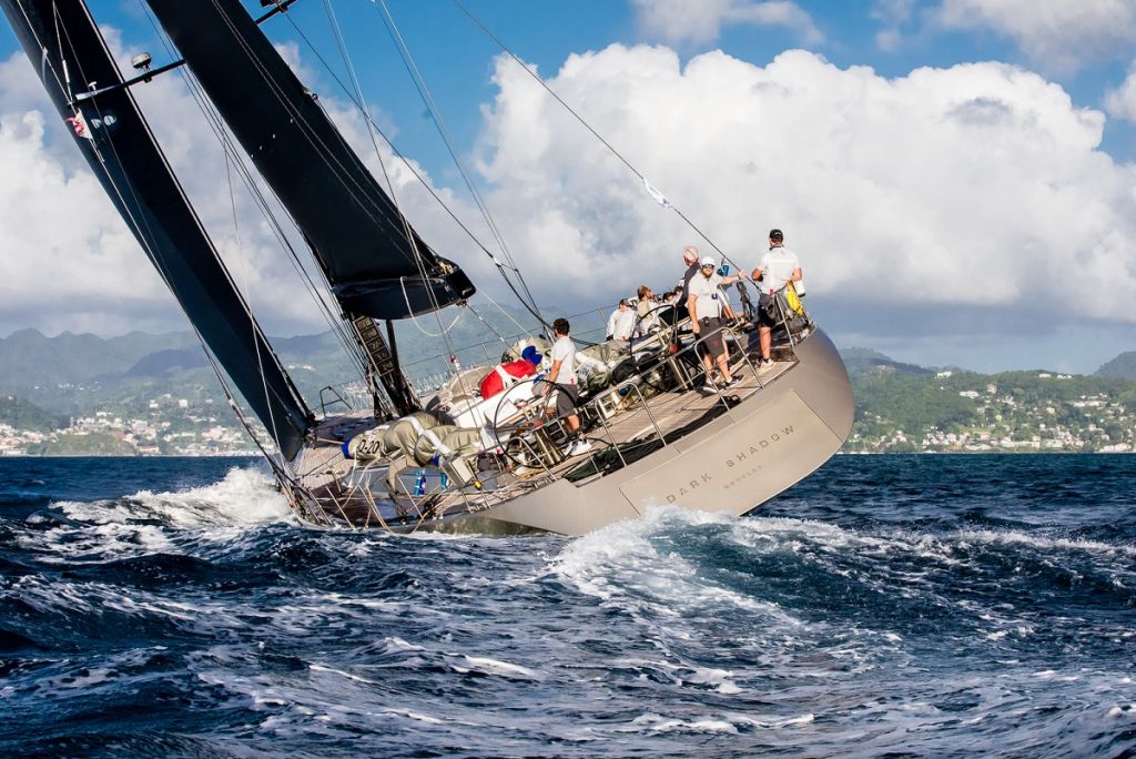 Dark Shadow approaching the finish line at Camper & Nicholsons Port Louis Marina, Grenada - Photo © RORC / Arthur Daniel