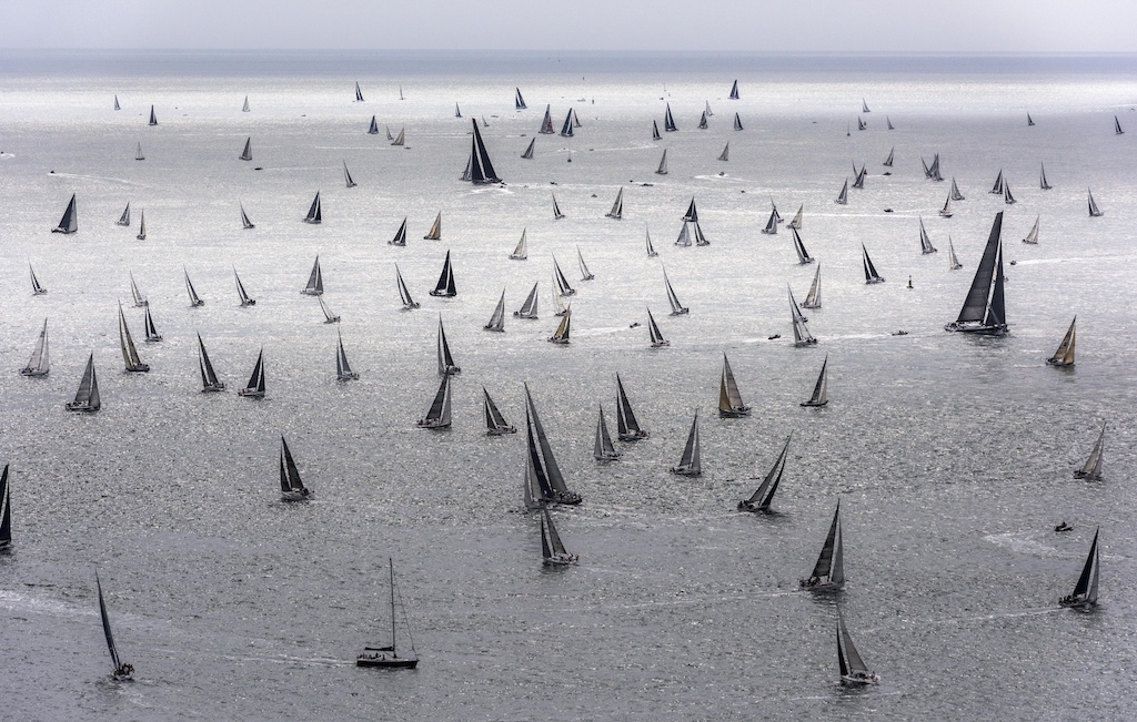 The 48th Rolex Fastnet Race starts on Saturday 3 August 2019. The immense fleet in the world's largest offshore yacht race is an impressive sight as they head into the English Channel © Rolex/Kurt Arrigo