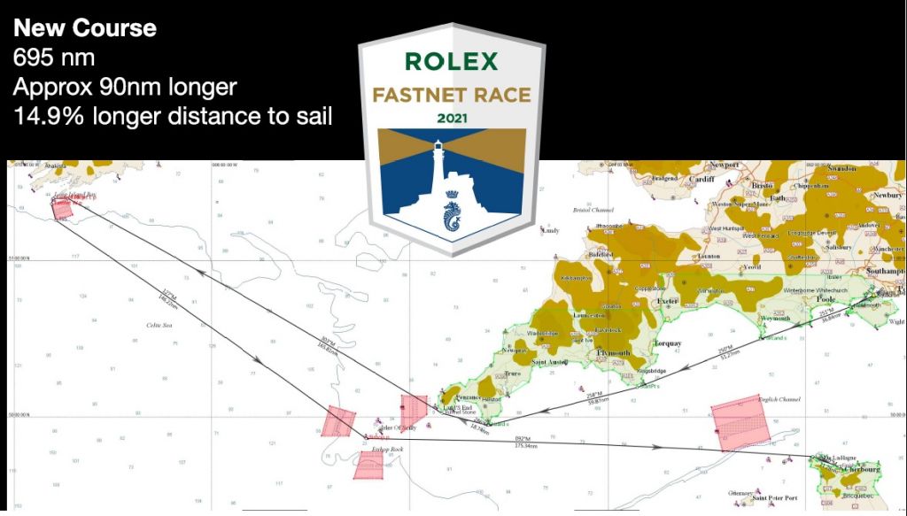 The long final leg to Cherbourg adds 90 miles to the course and is more open, but concluded with the crossing of the Alderney Race.   Credit: Ian Moore 