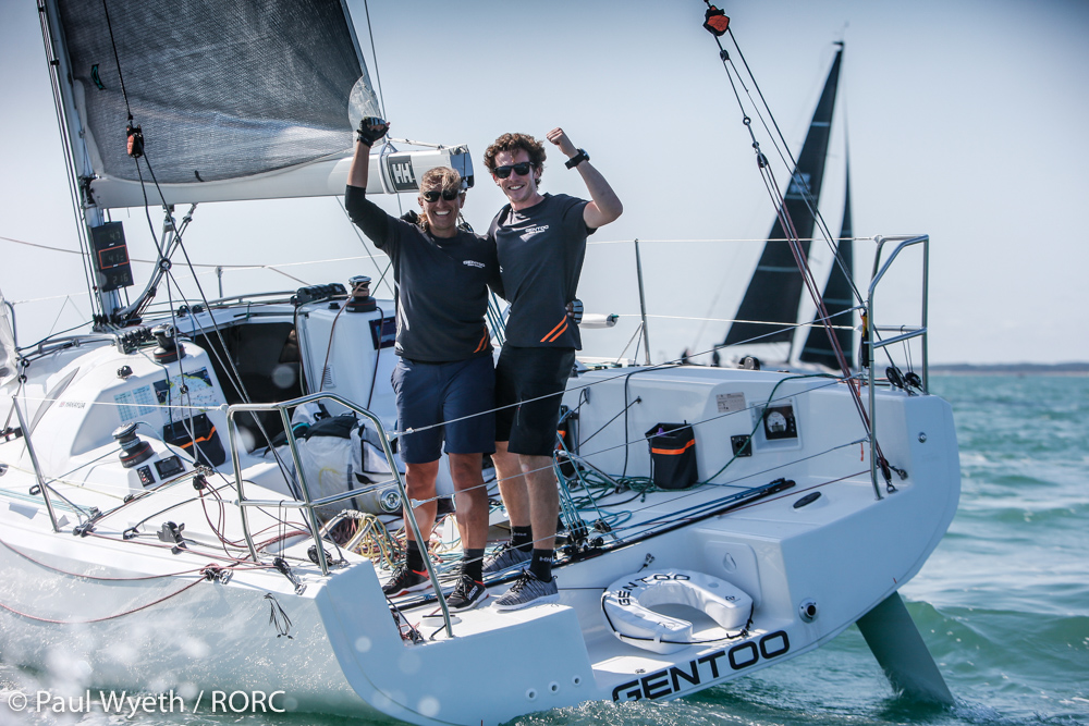 Celebrating their overall win in the IRC Two-Handed Championship - Dee Caffari and James Harayda on their Sun Fast 3300 Gentoo © Paul Wyeth/pwpictures.com