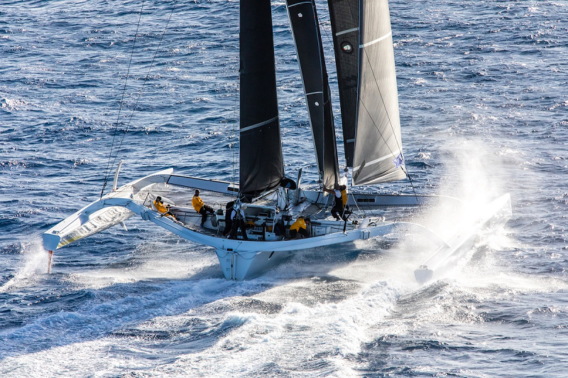 American Jason Carroll’s grand prix trimaran Argo © Arthur Daniel/RORC Caribbean 600