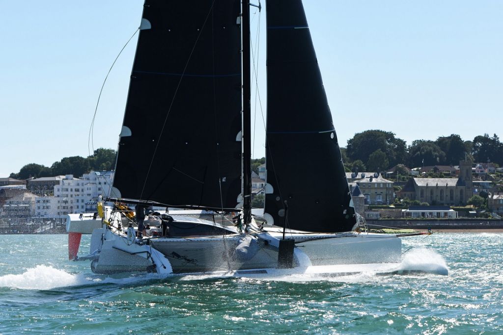 Andrew Fennell’s speedy looking Shuttle 39 trimaran Morpheus © Rick Tomlinsonsrc=