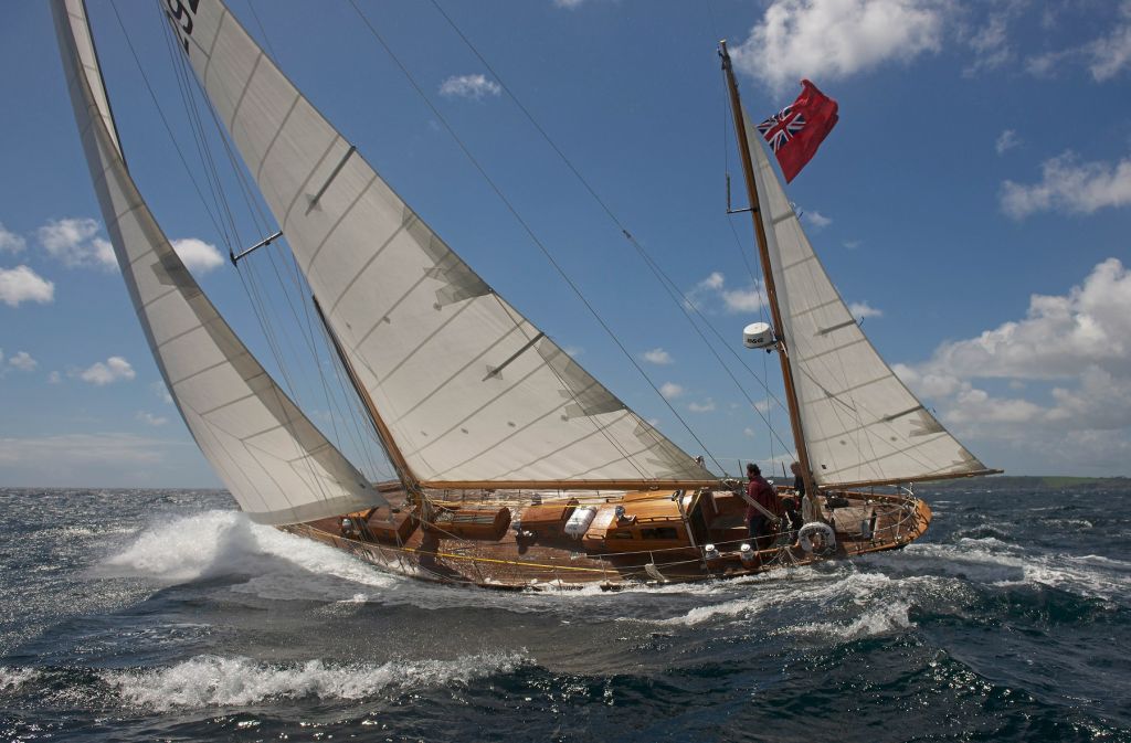 The oldest boat in the Rolex Fastnet Race - the 1939 Amokura will be raced two handed by owner Paul Moxon. Photo credit: © Nic Compton