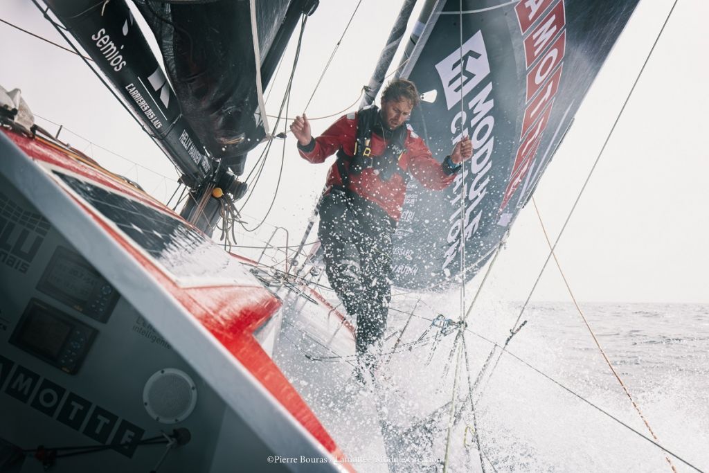 Luke Berry's Mach 40.3 Lamotte - Module Création was Class40 winner in the 2019 Rolex Fastnet Race, but since then her bow has been modified. Photo: © Pierre Bouras 