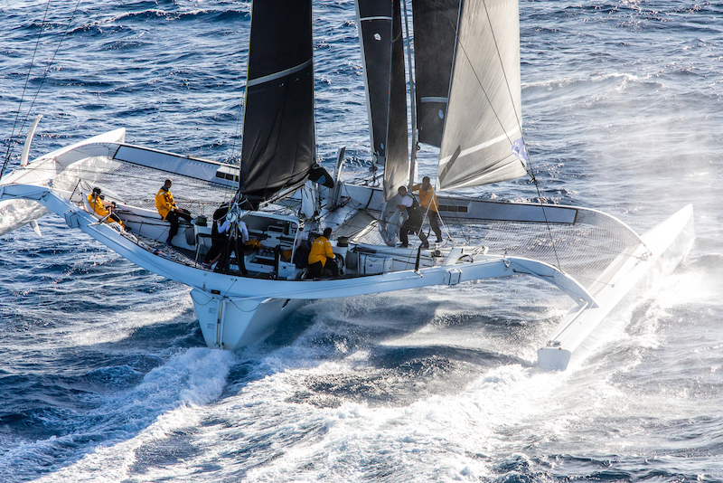 First time in the Rolex Fastnet Race for Jason Carroll's MOD70 trimaran Argo, seen here competing in the 600nm RORC Caribbean 600  © Arthur Daniel/RORC