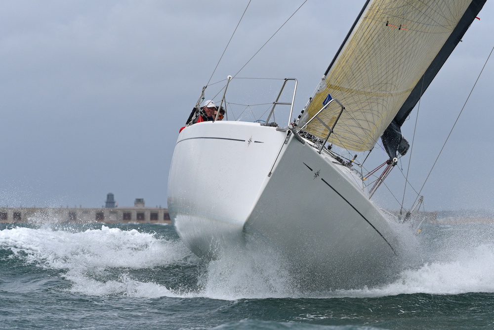 Nigel Goodhew’s Sun Fast 3200 Cora, raced by son Tim Goodhew and Kelvin Matthews. © Rick Tomlinson/RORC 