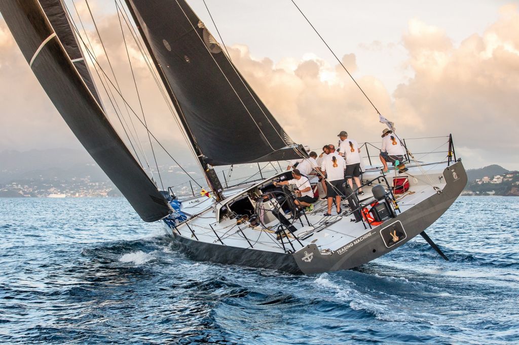 RORC Vice Commodore Eric de Turckheim’s Teasing Machine, seen here finishing the RORC Transatlantic Race in Grenada © Arthur Daniel/RORC