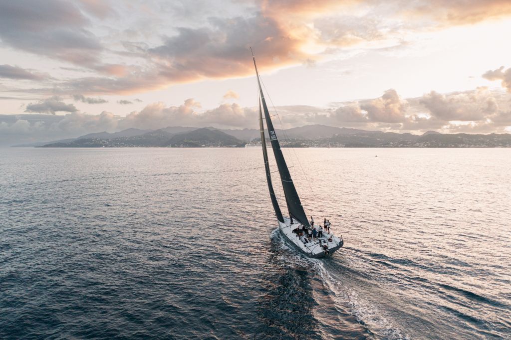 Teasing Machine makes her way to Camper & Nicholsons Port Louis Marina after crossing the finish line in Grenada  © Arthur Daniel/RORC